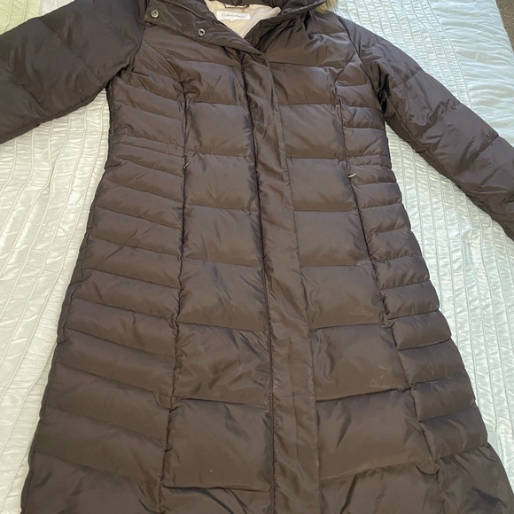 Calvin Klein Brown long womens puffer coat jacket Size M - LIKE NEW - Picture 3 of 16